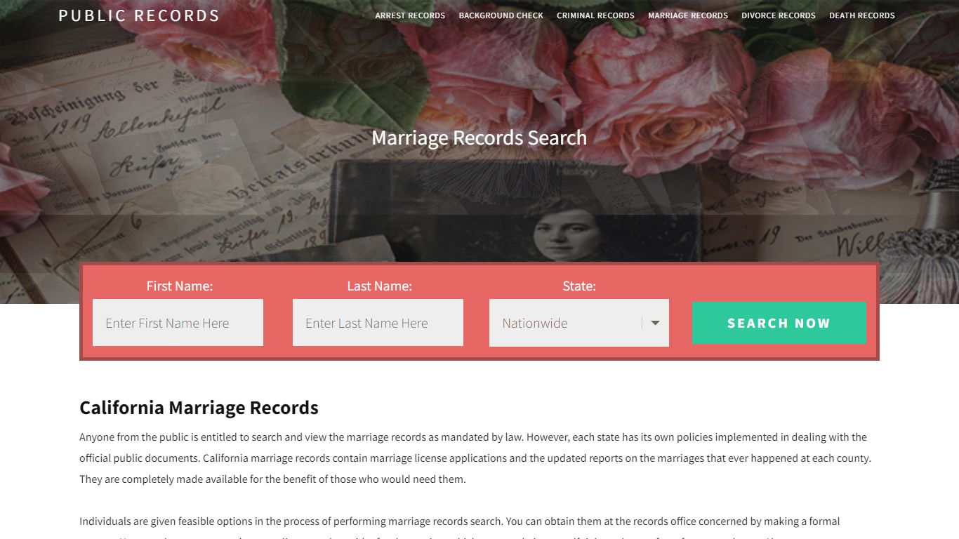 California Marriage Records | Enter Name and Search. 14Days Free